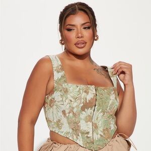 NWT Tapestry Corset Top Garden Fairycore Fashion Nova More Than A Dream Lace Up